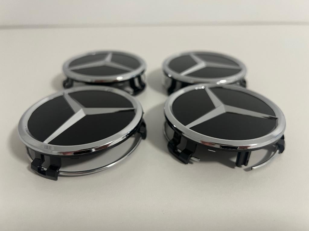 Set van 4 Naafdoppen voor Mercedes Benz C-klasse W204 | 2007-2014,Velgen Wieldoppen Velgdoppen ABS Kunststof Velgdeksel Beschermende Decoratieve Auto Accessoires,Black