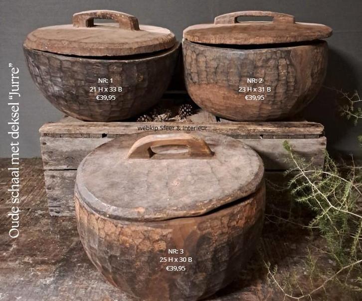 grote oude schaal hout sober stoer pot kruik trog Nepalese, Huis en Inrichting, Woonaccessoires | Overige, Nieuw, Ophalen of Verzenden