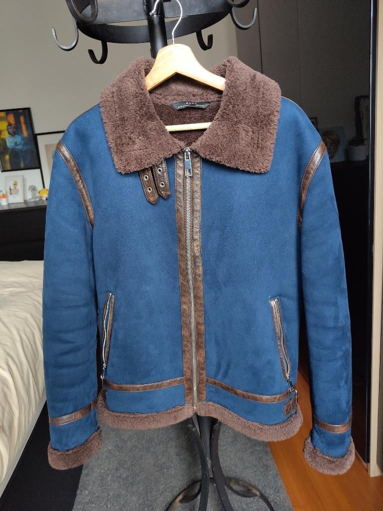 blauwe jas jacket Zara, medium [M], Zara, Zo goed als nieuw, Verzenden, Maat 48/50 (M)