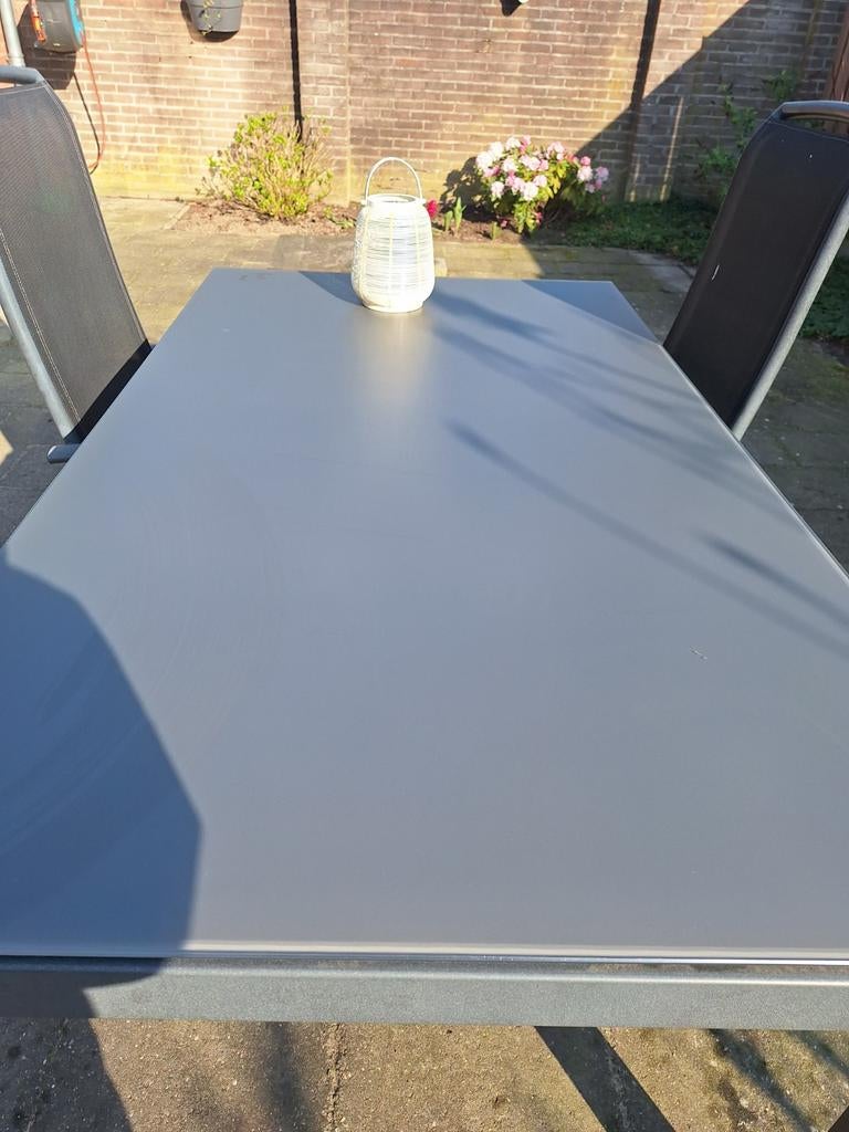 Tuintafel met 4 stoelen, Tuin en Terras, Tuintafels, Ophalen, Gebruikt, Rechthoekig, Aluminium