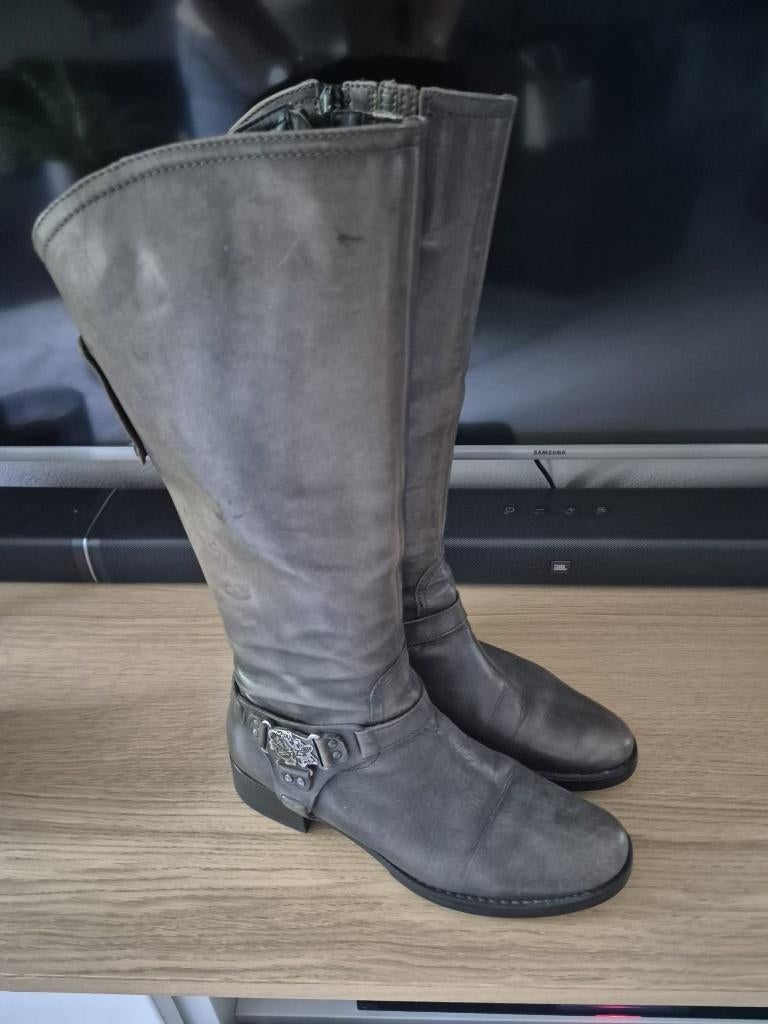 Mooie Grijze laarzen maat 37, Hoge laarzen, Ophalen of Verzenden, Grijs, Onbekend