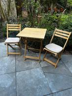 Bistro set - 2 tuinstoelen en tafel, Tuin en Terras, Tuintafels, Ophalen of Verzenden, Gebruikt, Vierkant, Hout