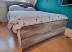 Twijfelaar bed 120x200 cm wit met steigerhoutlook, Ophalen, Gebruikt, Wit, Twijfelaar