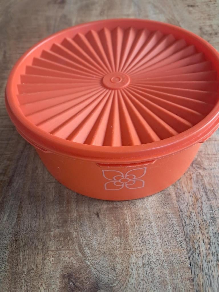 Tupperware Koektrommel  ( sterdeksel ) oranje, Ophalen of Verzenden, Zo goed als nieuw, Oranje, Bus of Trommel