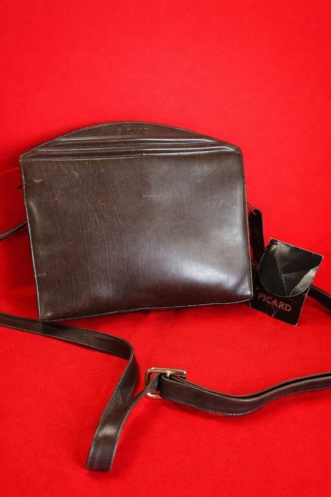 Picard Vintage Leren Tas - Estafette St Annaparochie, Ophalen of Verzenden, Gebruikt, Bruin, Handtas
