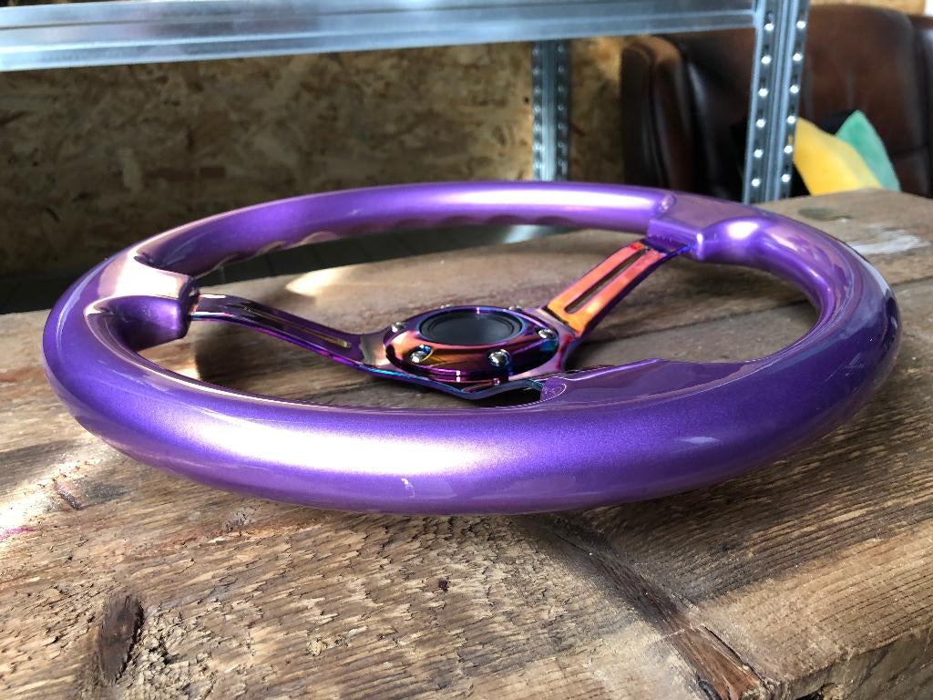JapPower/PowerParts Racestuur sportstuur paars neochrome, Auto diversen, Ophalen of Verzenden