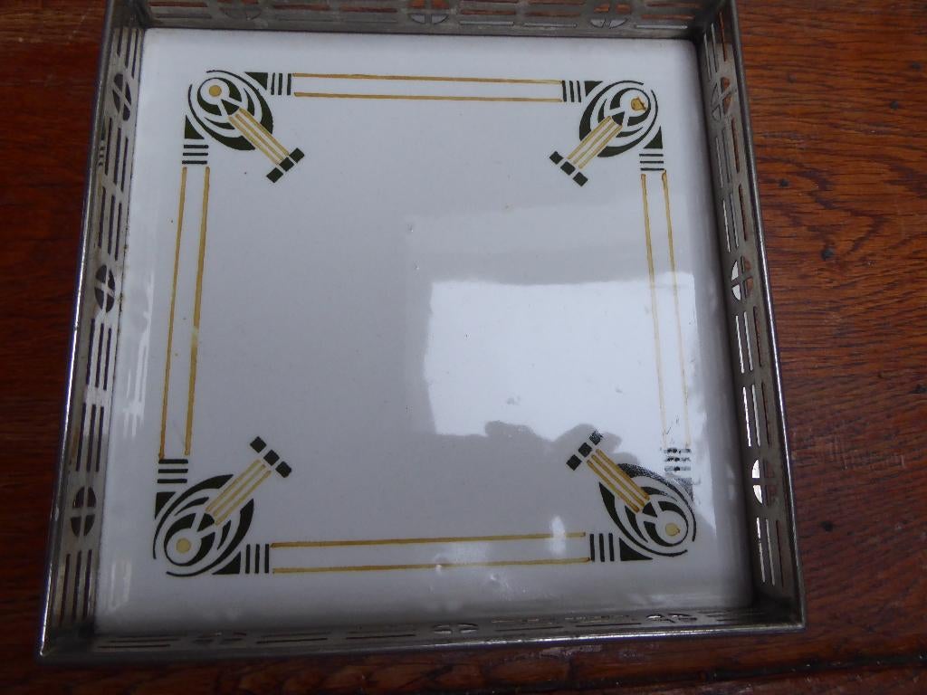 Art nouveau keramiek onderzetter, Chris van der Hoef, Antiek en Kunst, Ophalen of Verzenden