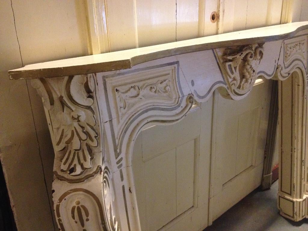 Antieke houten schouw 155x30x107cm lxdxh., Ophalen