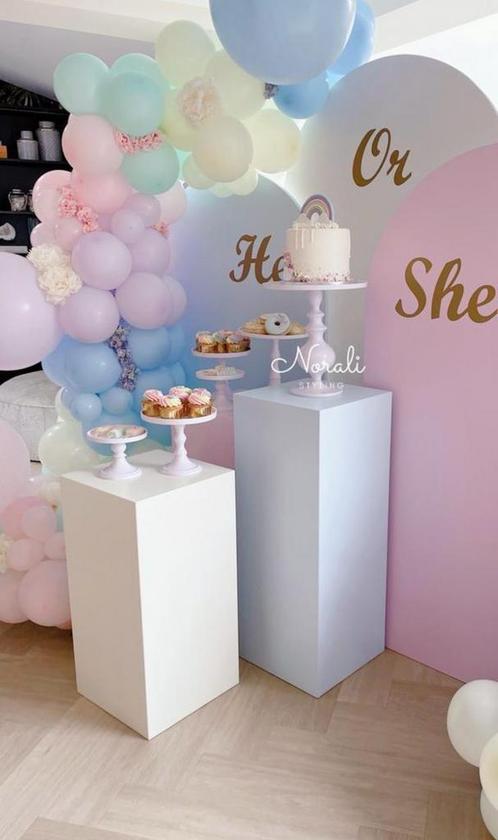 Half ronde backdrops blauw en roze gender reveal pastel, Hobby en Vrije tijd, Feestartikelen | Verhuur, Zo goed als nieuw, Ophalen of Verzenden