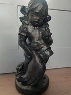 beeld houtsnijwerk meisje met gans, Antiek en Kunst, Ophalen of Verzenden