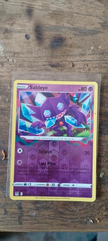 Sableye reverse holo lost orging  beschikbaar voor biedingen