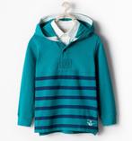 Zara turquoise rugby polo longsleeve shirt met capuchon 122, Nieuw, Jongen, Ophalen of Verzenden, Zara