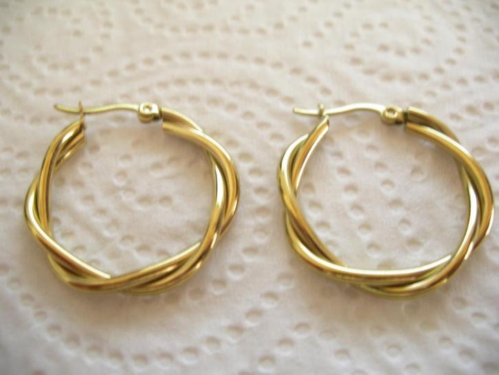 Een paar mooie Grote Goud Vergulde Creool Oorbellen, Sieraden, Tassen en Uiterlijk, Antieke sieraden, Oorbellen, Goud, Verguld