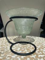 Fruitschaal (omgekeerde klok, crackle glas) op standaard, Schaal, Rond, Ophalen of Verzenden, Glas