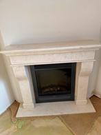 Mooie marmeren schouw met elektrische haard, Ophalen, Gebruikt, Inbouwhaard, Elektrische haard