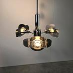 Vintage hanglamp chroom glas, Gebruikt, Vintage, Ophalen of Verzenden, Glas