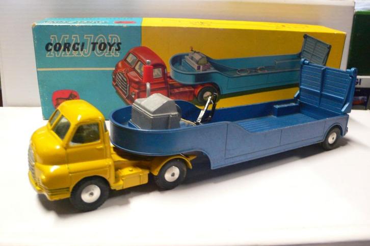 big bedford met dieplader - corgi majortoys #1100 - 1/43, Hobby en Vrije tijd, Modelauto's | 1:43, Zo goed als nieuw, Bus of Vrachtwagen