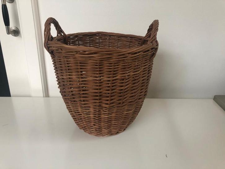B269 Retro rieten opbergmand mand voor ...., Huis en Inrichting, Woonaccessoires | Schalen en Manden, Gebruikt, Mand, Rond, Riet