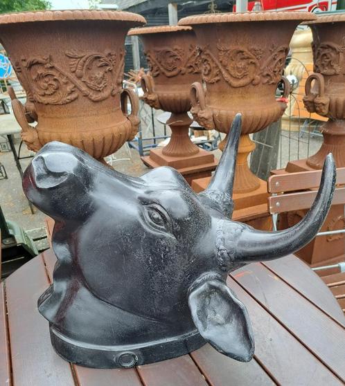 Levensgrote stieren kop materiaal aluminium erg mooi beeld, Antiek en Kunst, Curiosa en Brocante, Ophalen