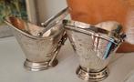 2 x Verzilverde suikerpot met fraai gegraveerde bloemendecor, Antiek en Kunst, Antiek | Goud en Zilver, Ophalen of Verzenden
