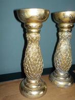 Baroque ananas kandelaars 2x goud kleur, Ophalen, Overige materialen, Zo goed als nieuw, Kandelaar