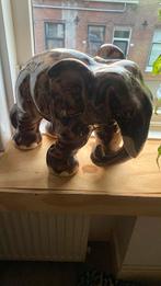 Glas - porseleinen olifant  bruin en evt in blauw, Ophalen, Zo goed als nieuw, Dier