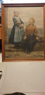Jongen en meisje klederdracht Volendam - Nicolaas v d Waay, Antiek en Kunst, Ophalen of Verzenden