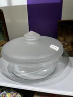 Antieke snoeppot / bonbonpot van kristal en melkglas, Antiek en Kunst, Ophalen of Verzenden