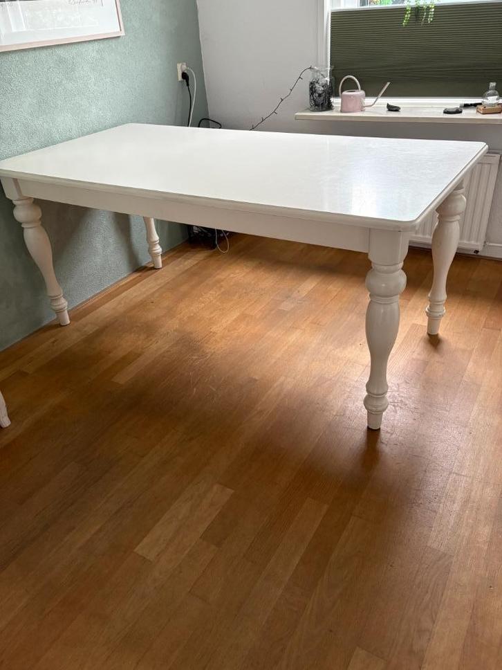 Stijlvolle witte eettafel 1.80 x .90, Huis en Inrichting, Tafels | Eettafels, Gebruikt, 50 tot 100 cm, 150 tot 200 cm, Vijf personen of meer
