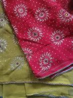 Groen/Rode Saree | Sari uit India - Zo Goed Als Nieuw!, Ophalen