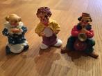 3 stenen beeldjes van muziek clowntjes (set 26), Ophalen of Verzenden, Zo goed als nieuw, Dier
