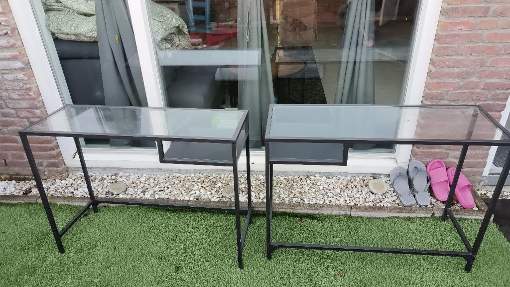 Side glass table, Ophalen, 25 tot 50 cm, Rechthoekig