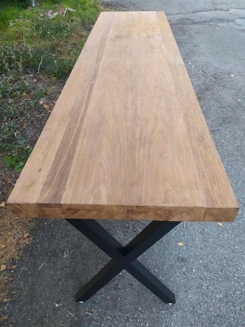 Massief Teak houten tafel, uniek smal, afm 54br X 205 lang, Huis en Inrichting, Tafels | Eettafels, Zo goed als nieuw, 50 tot 100 cm
