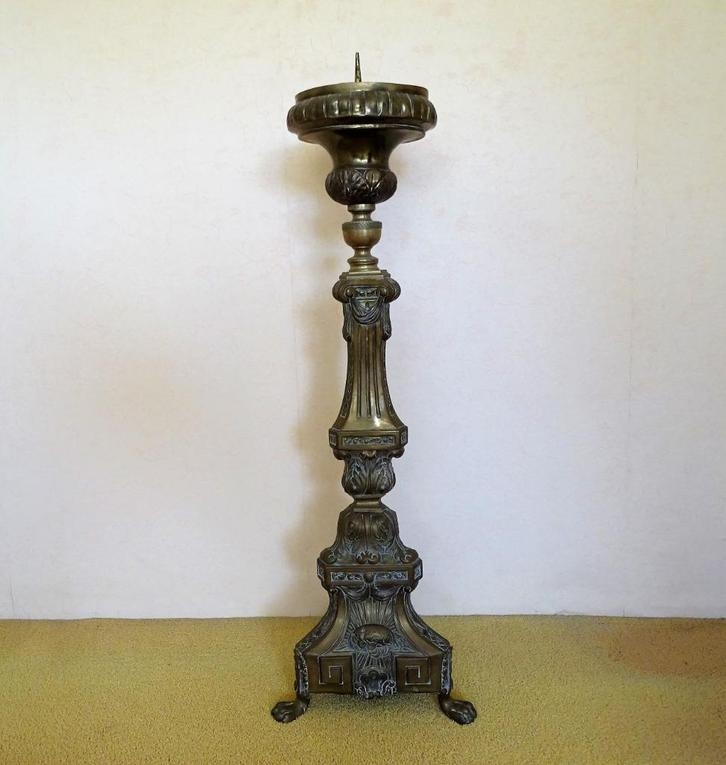 Antiek groot Koper Altaar Kerk kandelaar 92 cm ~ 1880-1900, Antiek en Kunst, Antiek | Religie, Ophalen of Verzenden