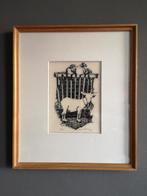 George Notenboom, houtsnede Geitje, 1945, Antiek en Kunst, Kunst | Etsen en Gravures, Ophalen of Verzenden