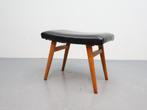 Vintage voetenbank eiken zwart skai, Huis en Inrichting, Minder dan 50 cm, 50 tot 75 cm, Niet bekend, Rechthoekig