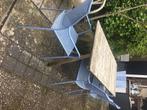 Houten tafel plus 6 stoelen(metaal), Tuin en Terras, Gebruikt, Ophalen