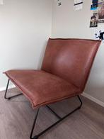 Leren Fauteuil met Metalen Frame, Huis en Inrichting, Fauteuils, Ophalen of Verzenden, Zo goed als nieuw, Metaal, 75 tot 100 cm