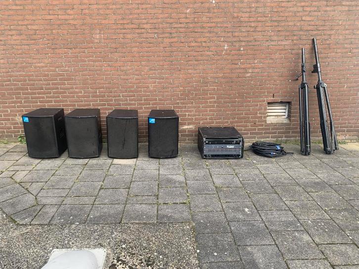 4 x Audience Delight / AD systems AD-1 met rack & stands, Audio, Tv en Foto, Luidsprekers, Gebruikt, Overige typen, 120 watt of meer
