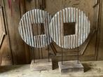 NIEUW set houten cirkels ornamenten op voet AANBIEDING, Huis en Inrichting, Woonaccessoires | Kransen, Ophalen of Verzenden, Nieuw