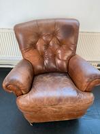 Gratis leren fauteuil - kapotte voet, Huis en Inrichting, Fauteuils, Ophalen, Gebruikt, Leer, 75 tot 100 cm