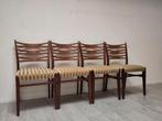 4x Vintage teak houten eetkamerstoelen stoelen hout stoel, Mid century modern Scandinavisch, Vier, Gebruikt, Bruin