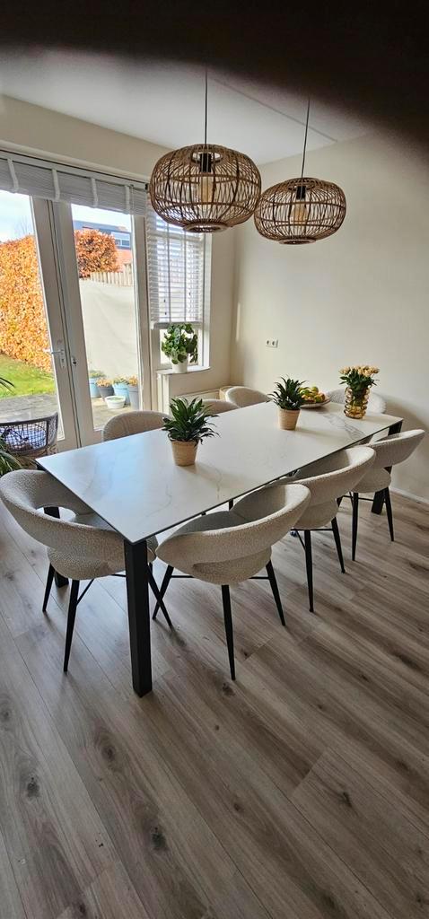 Eettafel keramiek stevige goede kwaliteit 220 × 90 2 jaar, Huis en Inrichting, Tafels | Eettafels, Zo goed als nieuw, 50 tot 100 cm