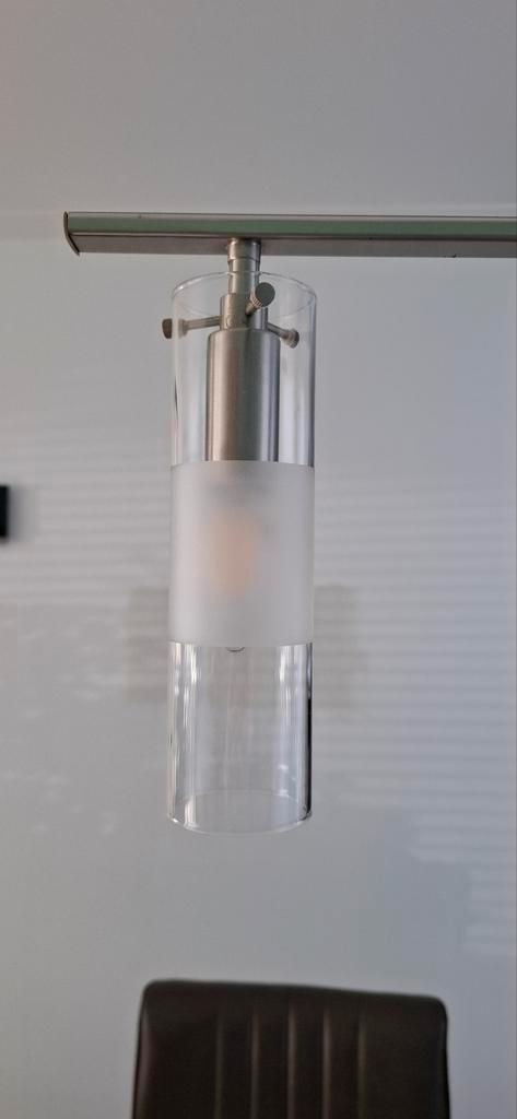 Hanglampen met 3 en met 5 lampen, Huis en Inrichting, Lampen | Hanglampen, Gebruikt, Minder dan 50 cm, Glas, Ophalen