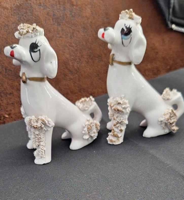 Vintage Poedel Beeldjes - Set van 2, Antiek en Kunst, Antiek | Porselein, Ophalen of Verzenden