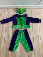 Pietenpak groen/paars met gouddraad maat 110-116, Kinderen en Baby's, Carnavalskleding en Verkleedspullen, Ophalen, Zo goed als nieuw