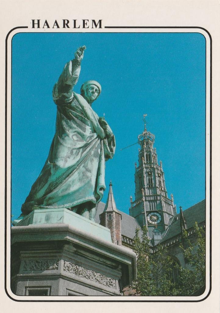 HAARLEM Standbeeld Laurens Jzn Coster, Verzamelen, Ansichtkaarten | Nederland, Ongelopen, Noord-Holland, 1980 tot heden, Verzenden