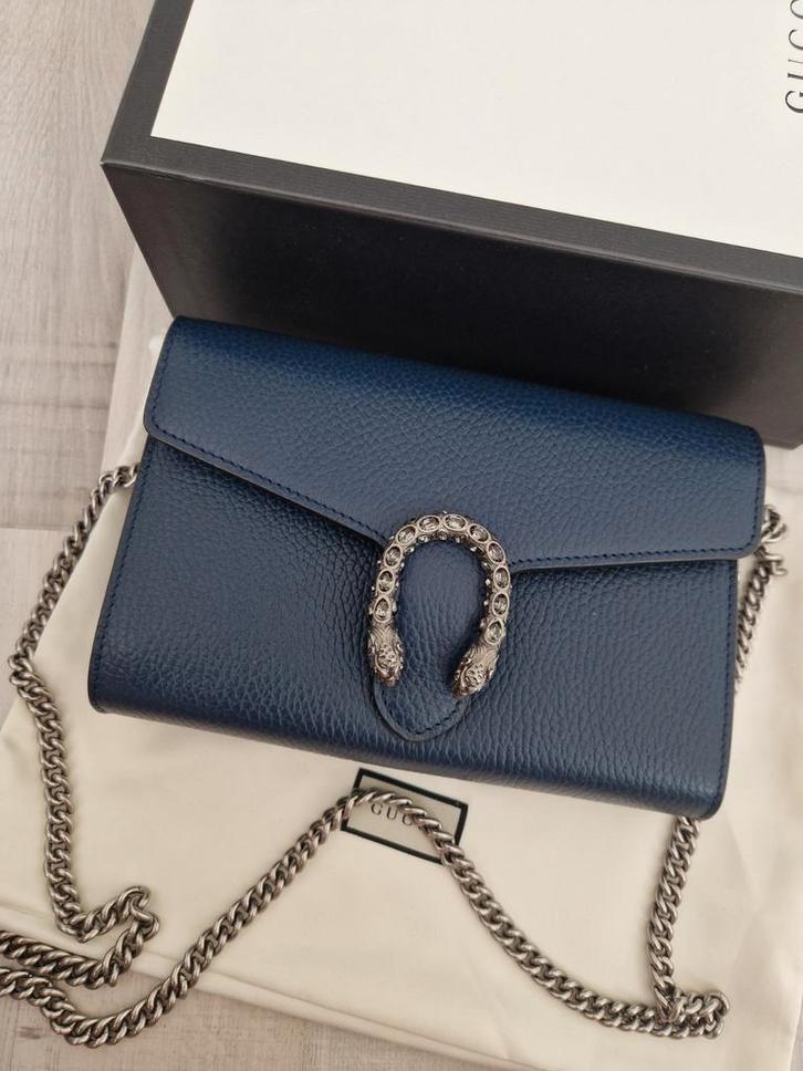 Gucci blauwe wallet on chain tas, Hobby en Vrije tijd, Stoffen en Lappen, Katoen, 120 cm of meer, 30 tot 200 cm, Ophalen