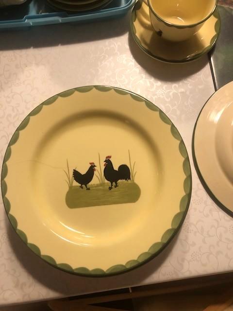 4 diner borden Kip en Haan, Antiek en Kunst, Antiek | Servies los, Ophalen