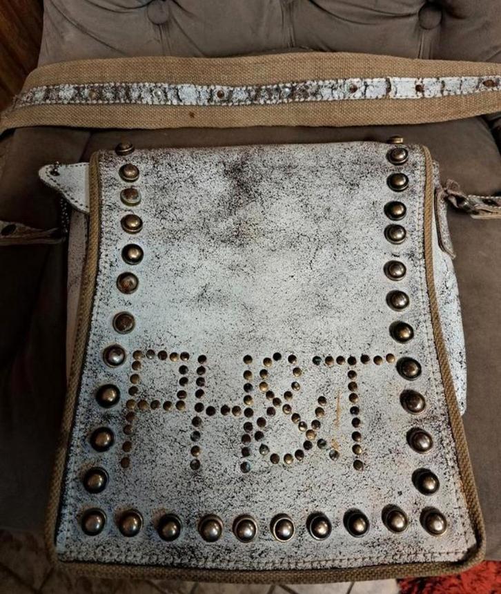 Grote Schoudertas PH&T - Uniek Design!, Sieraden, Tassen en Uiterlijk, Tassen | Damestassen, Gebruikt, Schoudertasje, Wit, Ophalen of Verzenden
